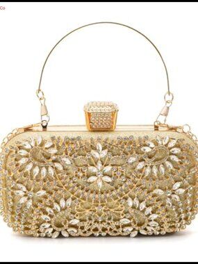 Rhinestone Evening Clutch Bag with Detachable Chain Sparkly Crystal Handbag